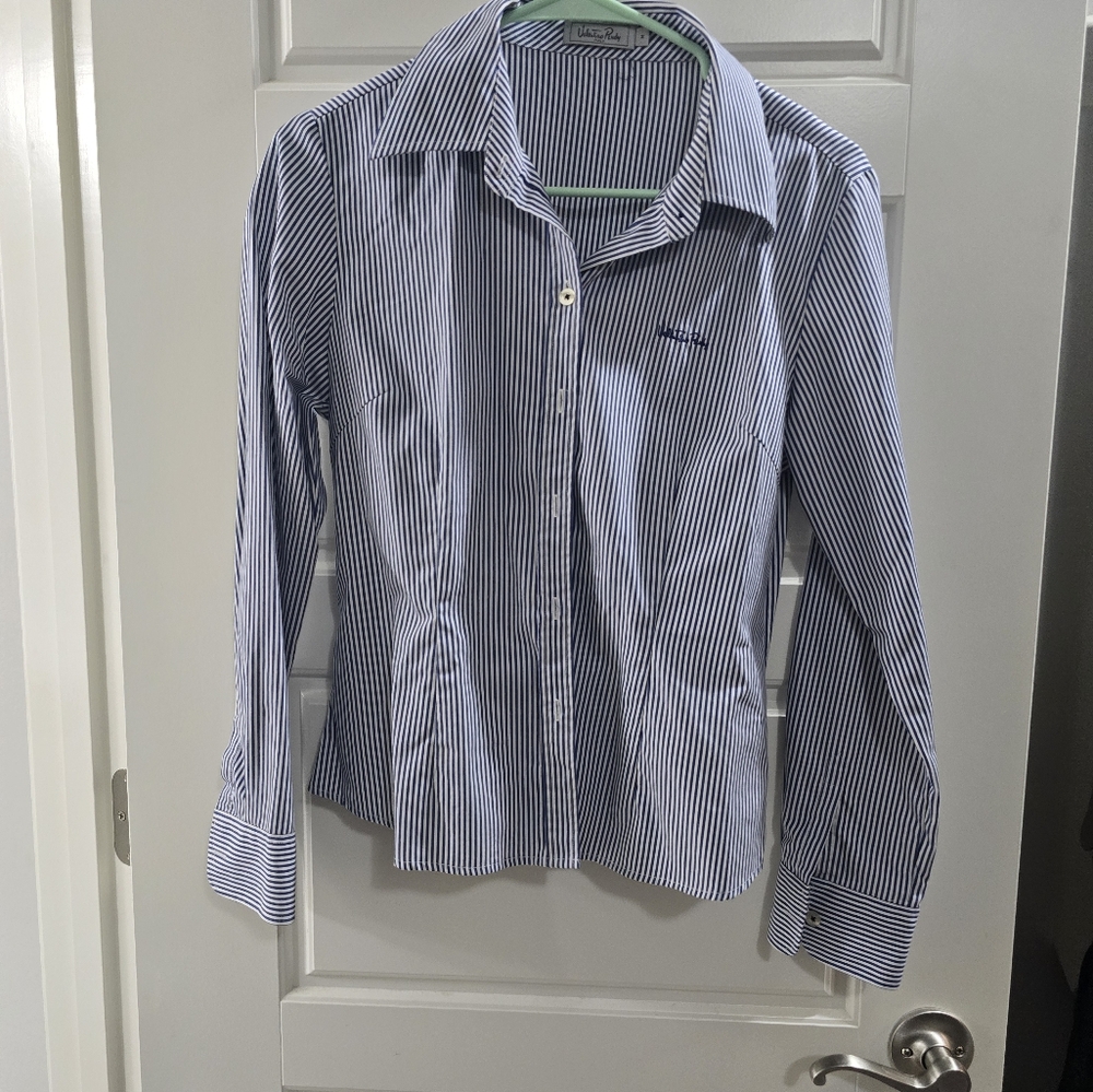 Valentino Blue and White Blouse Elegant Top